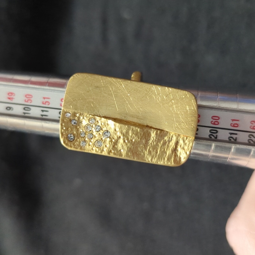 Solid Brass Clear Cz Split Rectangle Statement Ri… - image 7